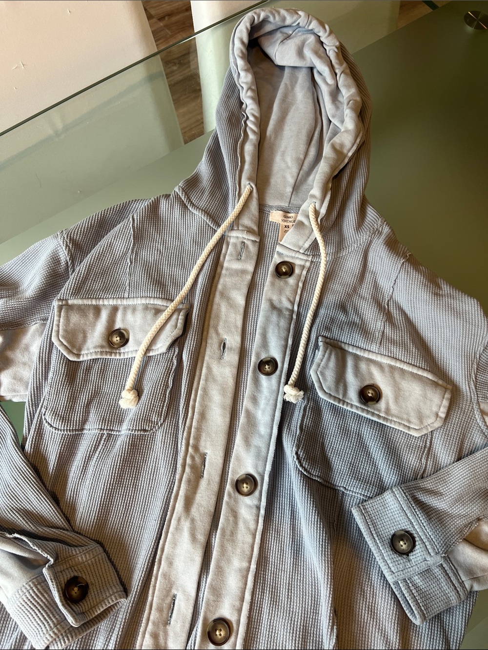 Como Vintage Light Gray Hooded Utility Jacket - Picture 3 of 6
